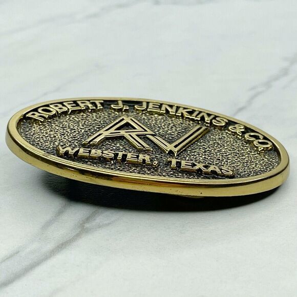 BTS Vintage 1983 Robert J Jenkins Webster Texas Belt Buckle Made in USA ✨ - Picture 7 of 9